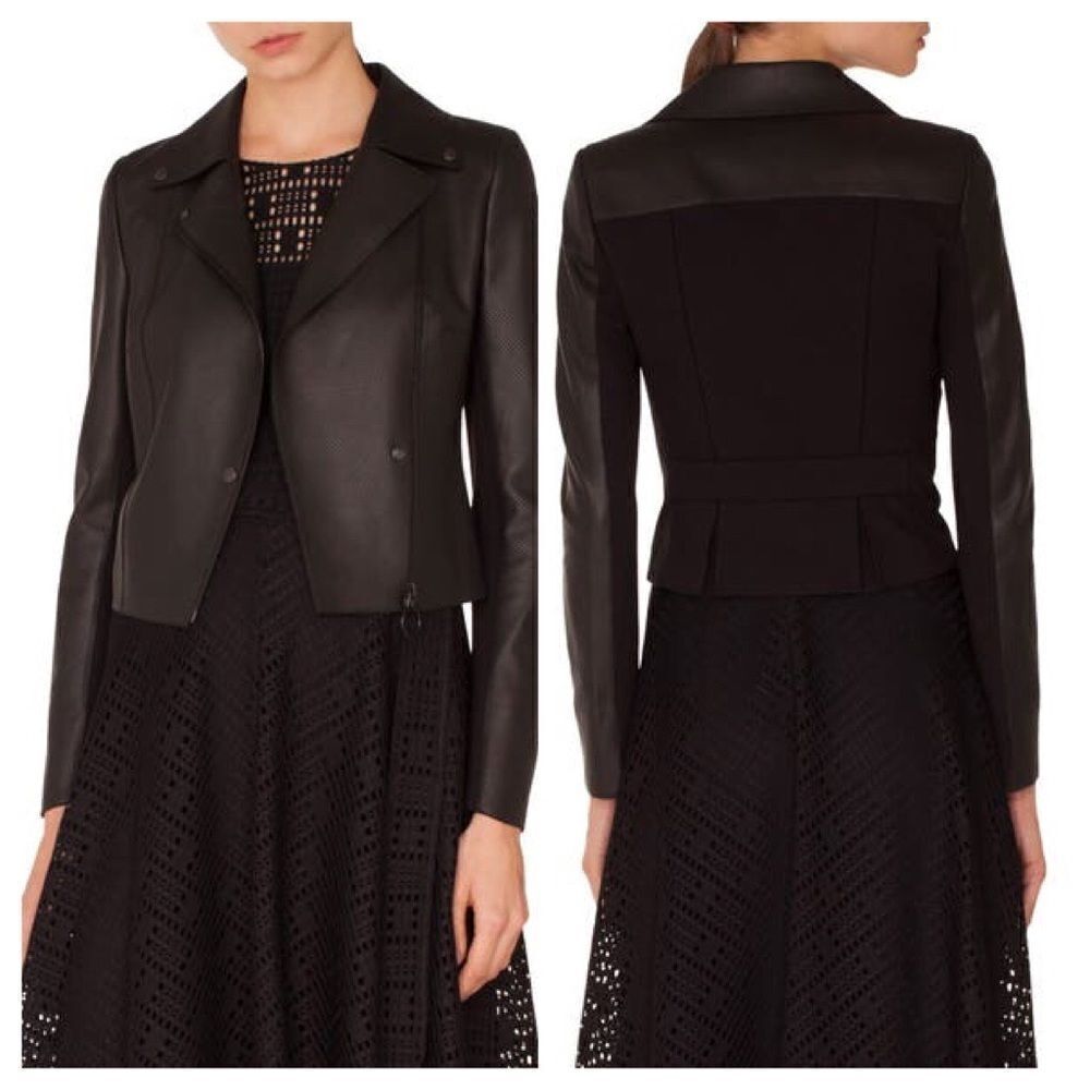 Akris Punto Perforated Leather & Jersey Jacket